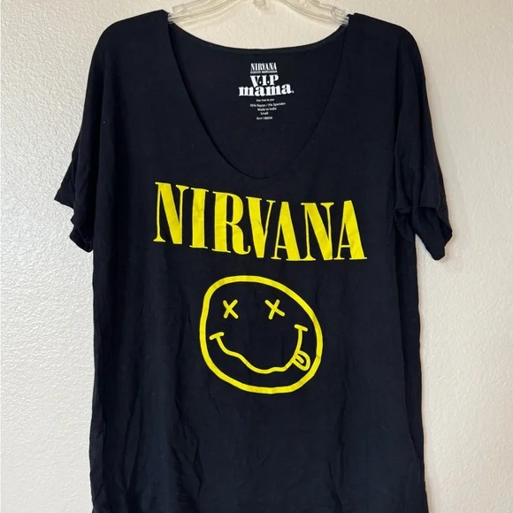 NIRVANA Black VIP Mama Tee Sz S - Picture 1 of 6